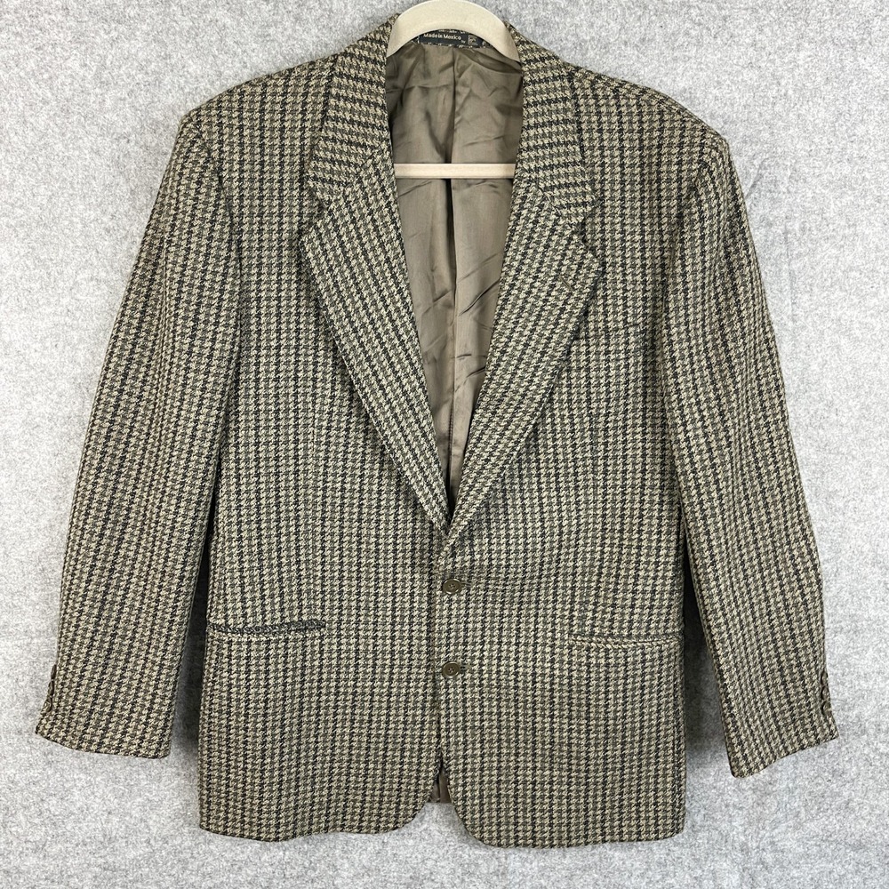 VTG Andrew Fezza Firma Blazer Sport Coat Mens 42R Tweed Houndstooth Bloomingdale